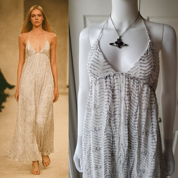 Soft Joie Dresses & Skirts - Soft Joie White & Grey Stripe Halter Maxi Dress Size Medium